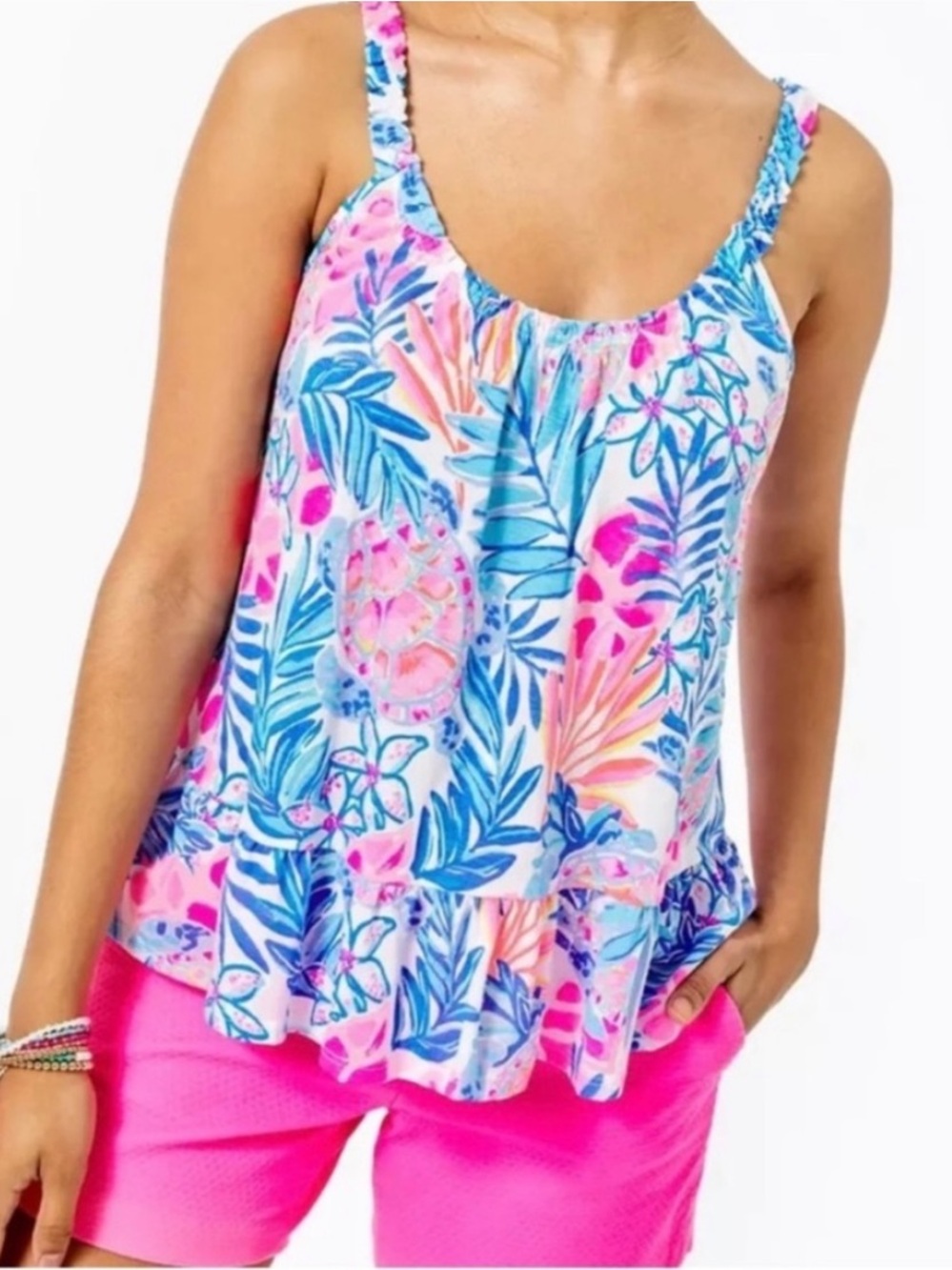 NWOT Lilly Pulitzer Loro Swing Tank Top Women’s Small Rainforest Retreat White